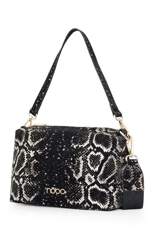 Klasyczna Torebka Listonoszka Wężowy Wzór NOBO N1340-CM23 Czarno-Złota