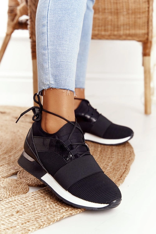 Damskie Sportowe Buty Sneakersy Czarne Netta