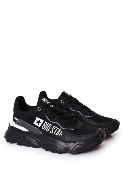Męskie Sportowe Buty Memory Foam Big Star HH174209 Czarno-Niebieskie