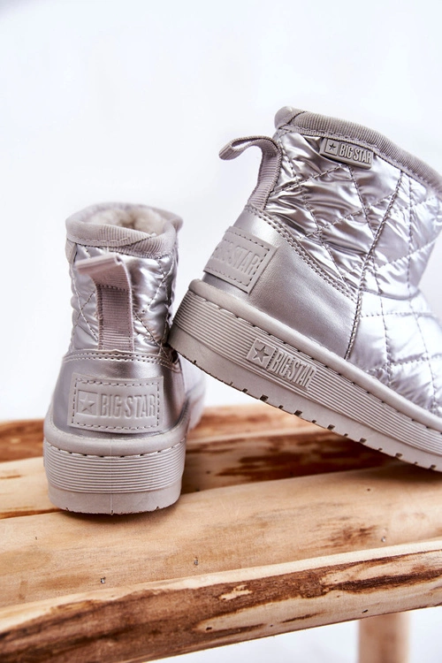 Dziecięce Ocieplane Botki Śniegowce Big Star KK374241 Srebrne