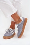 Zamszowe Sneakersy Damskie Na Platformie Niebieskie Marisae