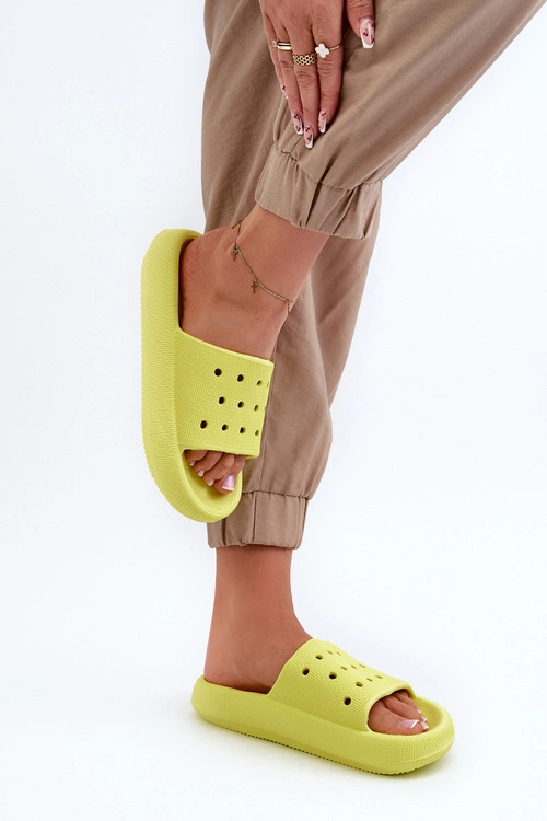 Damskie Piankowe Klapki Na Grubej Podeszwie Limonka Beula