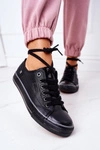 Damskie Skórzane Trampki BIG STAR II274002 Czarne
