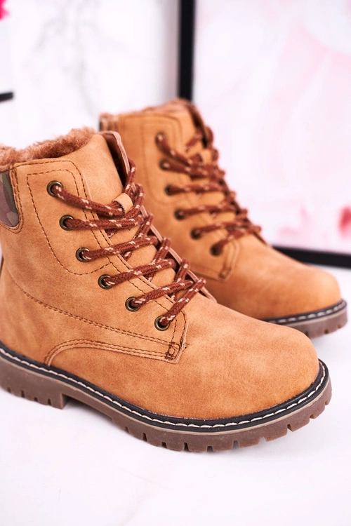 Dziecięce Botki Traperki Ocieplone Futerkiem Camel London