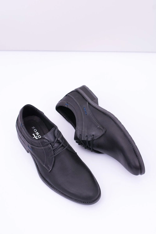 Eleganckie Męskie Skórzane Półbuty Czarne Santiago