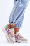 Damskie Sneakersy Sznurowane Beżowo-Zielone Cortes 