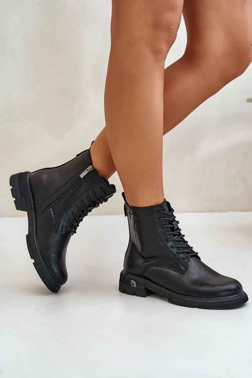 Ocieplane Botki Workery Damskie Ze Skóry Naturalnej Vinceza 7920 Czarne