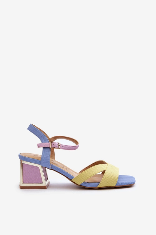 Pastelowe Sandały Damskie Na Obcasie D&A CR482 Żółte