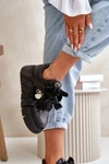 Sneakersy Skórzane Damskie Na Platformie Czarne CheBello 4568 
