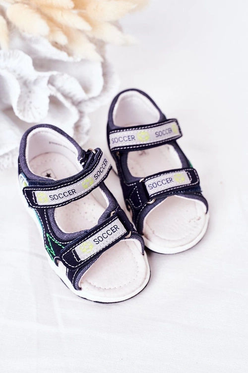 Dziecięce Sandałki Na Rzepy Granatowe Soccer
