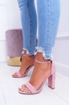Sandały Damskie Na Słupku Zamszowe Różowe Anastasie