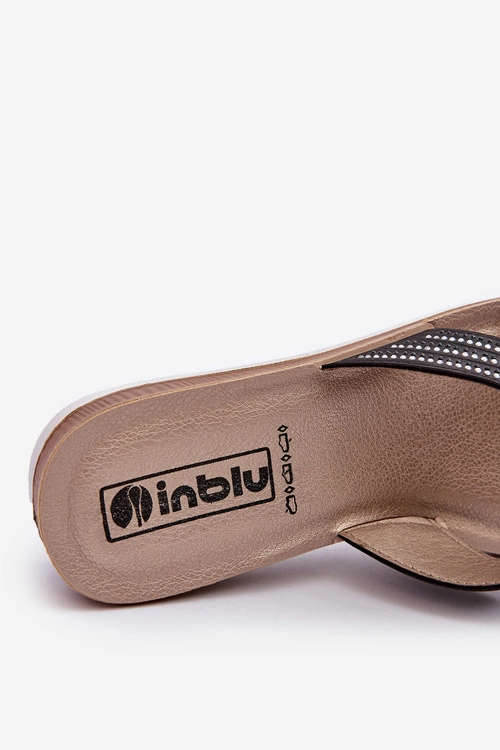 Wygodne Klapki Damskie Z Cyrkoniami Inblu BV000037 Czarne