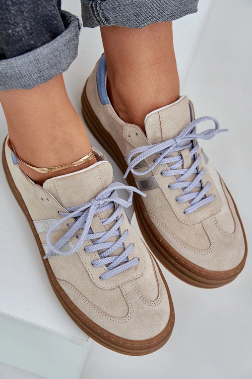 Zazoo N1068S4 Damskie Zamszowe Sneakersy Na Platformie Beżowe