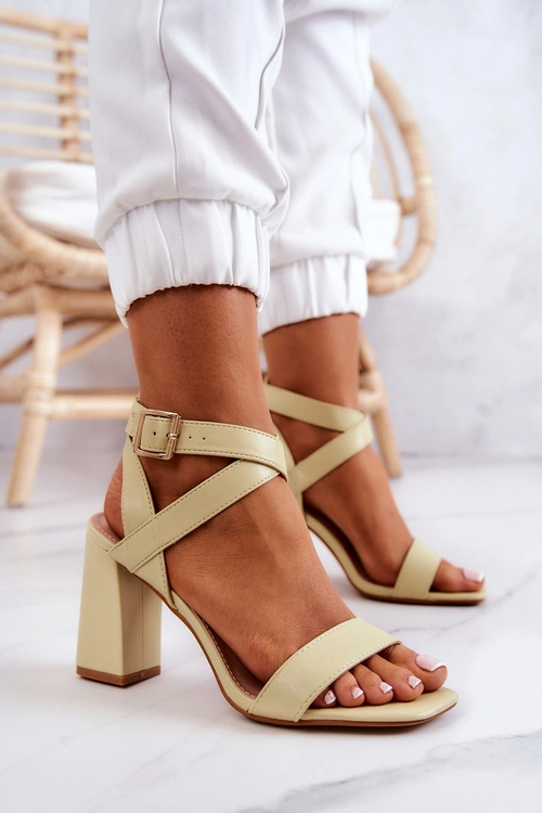 Eleganckie Sandały Na Słupku Pastelowy Zielony Michele