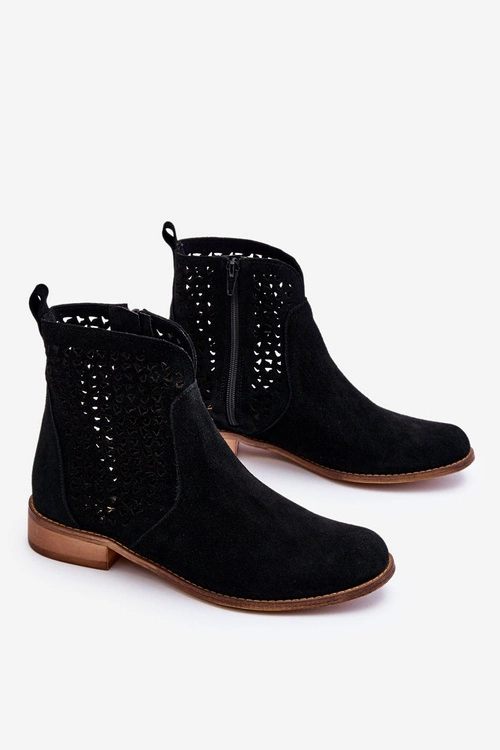 Zamszowe Botki Nicole 2791/028 Czarne