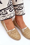 Eleganckie Skórzane Espadryle Z Plecionką Zazoo 10178 Beżowo-Złote
