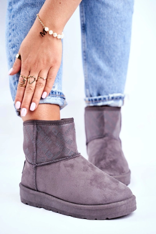 Damskie Śniegowce Ocieplane Szare Big Star GG274558