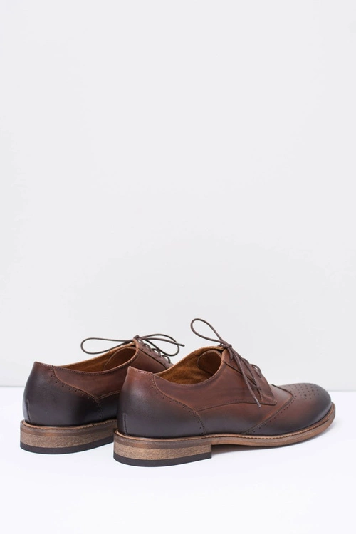 Nikopol Brązowe Skórzane Męskie Eleganckie Półbuty Mortes