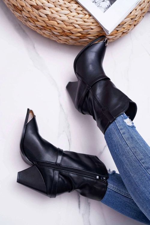 Botki Damskie Na Słupku Czarne Make Feel