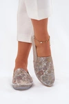 Wzorzyste Skórzane Baleriny Maciejka T3512-73 Beżowe