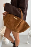 Torebka Z Naturalnego Zamszu Camel Fiorenza