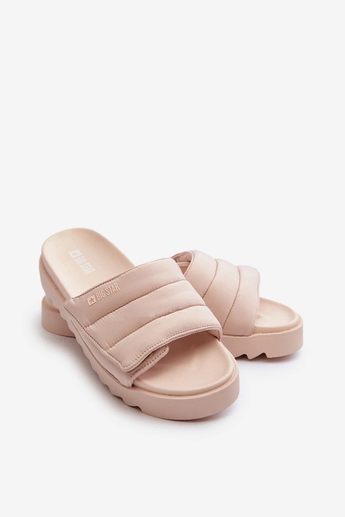 Damskie Klapki Na Platformie Big Star NN274773 Beżowe