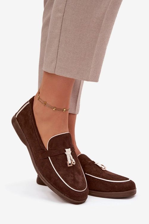 Mokasyny Loafersy Damskie Z Eko Zamszu Czekoladowe Darwen