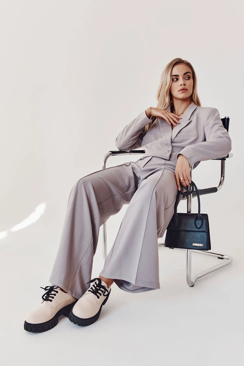 Modne Skórzane Półbuty La.Fi 210013BE-PU Beżowe