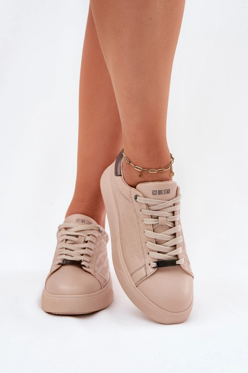 Sneakersy Damskie Z Eko Skóry Big Star RR274259 Beżowe