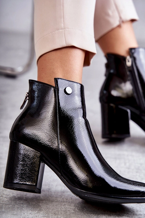 Damskie Lakierowane Botki Na Suwak La.Fi 260039B-LA Czarne