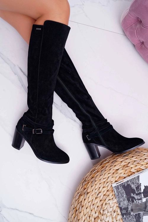 Kozaki Damskie Na Słupku Zamszowe Big Star EE274520