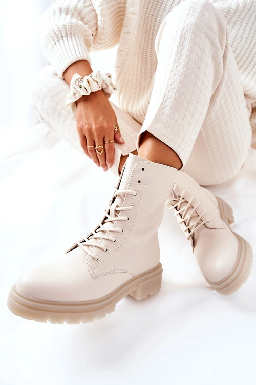 Wysokie Botki Workery Beżowe Rozelle