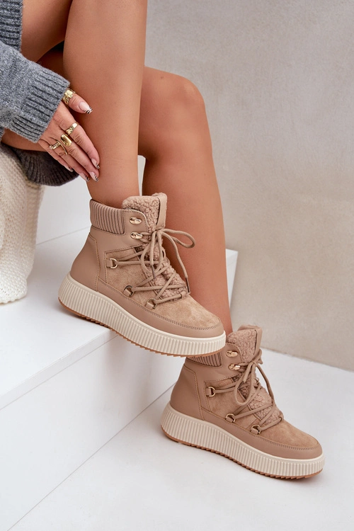 Niskie Śniegowce Na Platformie Brązowe Naliora