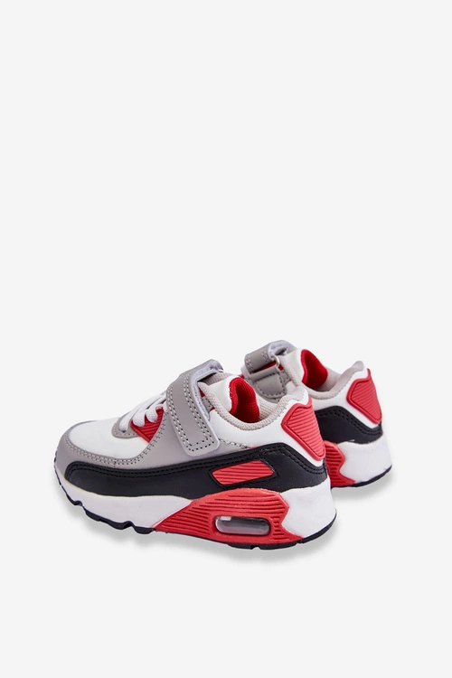 Dziecięce Skórzane Buty Sportowe Na Platformie Biało-Czerwone Lori