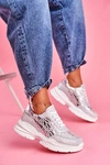 Sportowe Damskie Buty Skórzane Srebrne Sneakersy Palm Bay
