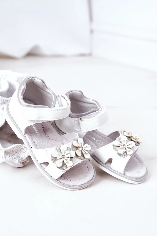 Dziecięce Ortopedyczne Sandały Na Rzepy Białe Maysa