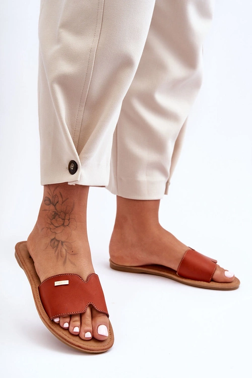 Damskie Wygodne Klapki Na Płaskim Obcasie Brązowe Coraline