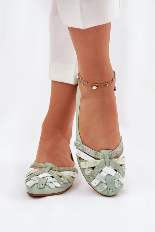 Damskie Skórzane Baleriny Maciejka 01358-50 Miętowe