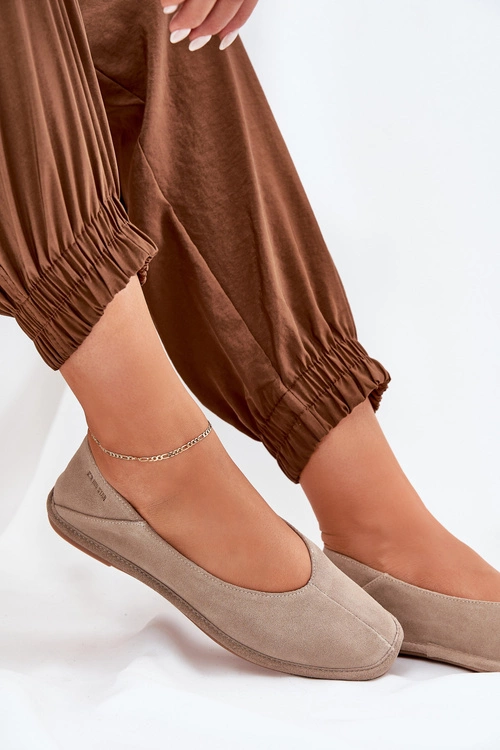 Zamszowe Baleriny Damskie Big Star RR274082 Beżowe