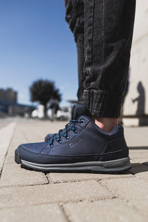 Trekkingowe Męskie Buty Big Star Wysokie Outdoor Granat EE174466