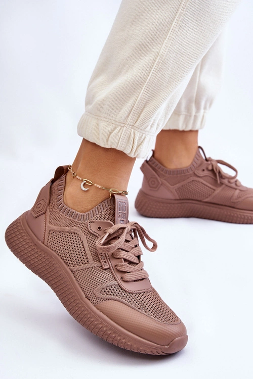Damskie Wygodne Sneakersy Memory Foam System Big Star LL274416 Jasnobrązowe