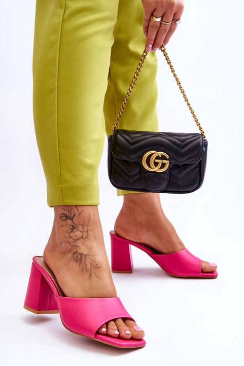 Damskie Skórzane Klasyczne Klapki Fuksja Loara