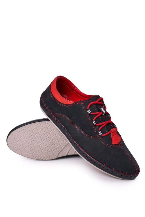 Męskie Skórzane Półbuty BEDNAREK Granatowe