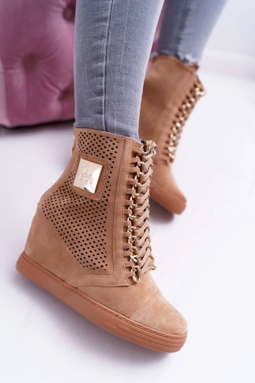 Damskie Sneakersy Lu Boo Ażurowe Zamszowe Camel Clamma