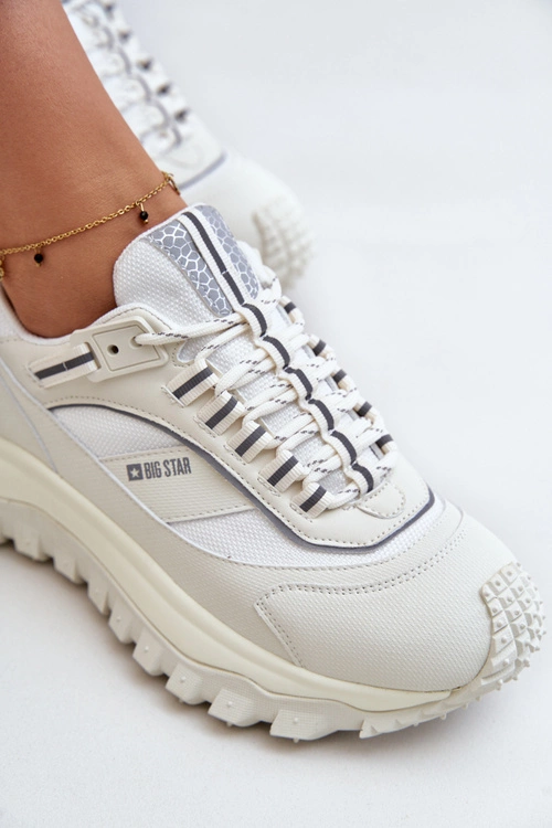 Skórzane Sneakersy Damskie Na Platformie Big Star OO274A221 HI-POLY SYSTEM Białe