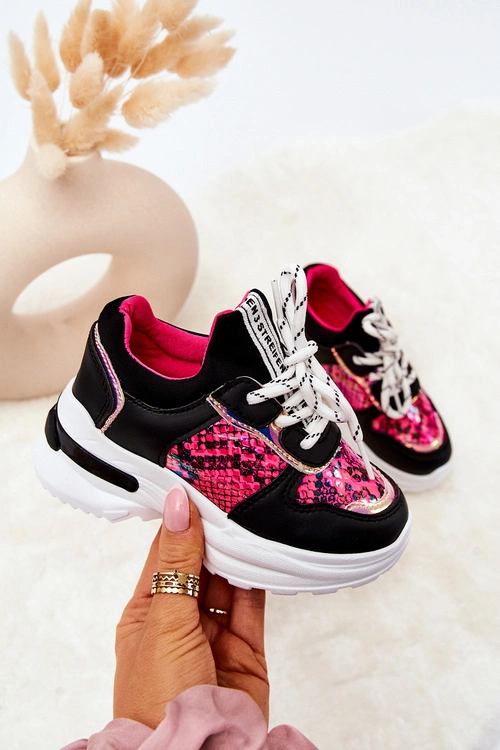 Skórzane Buty Sportowe Wężowe Czarne Gabbie