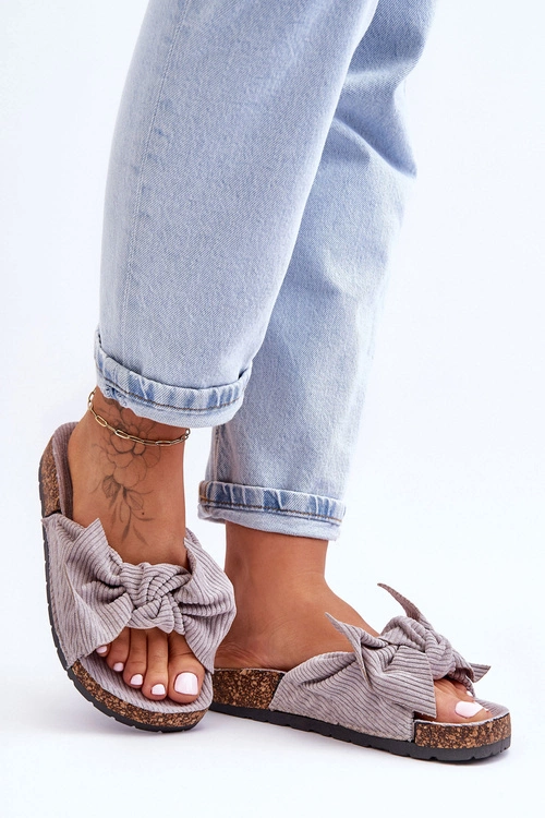 Sztruksowe Klapki Na Korku Szare Summertime