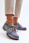 Półbuty Damskie Sznurowane Skóra Naturalna Maciejka 06452-06 Niebieskie