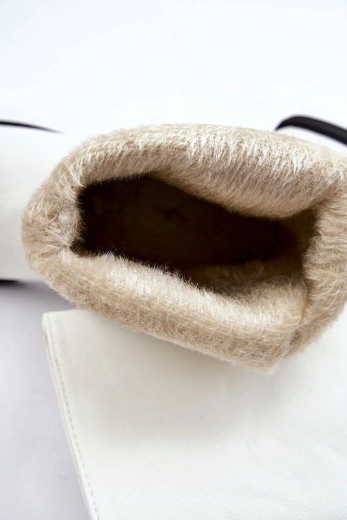 Damskie Ocieplane Botki Wsuwane Białe Calan