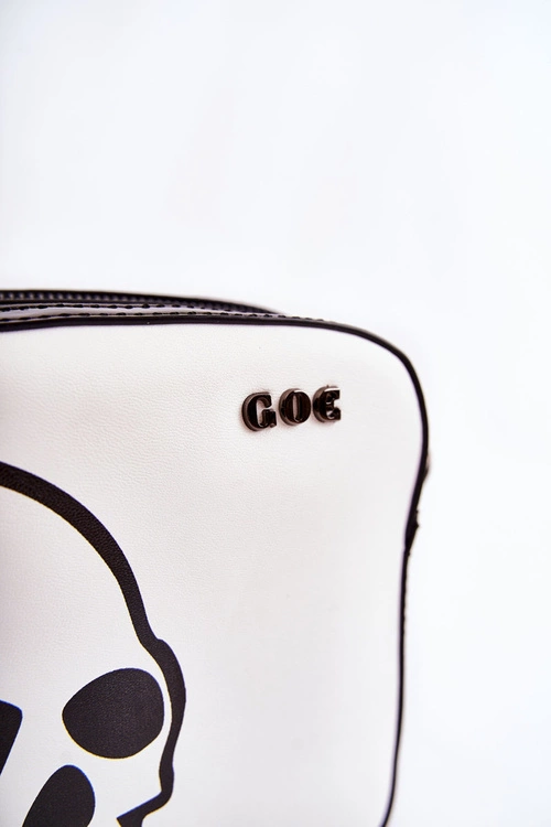 Skórzana Torebka Listonoszka W Print GOE ZNJ013 Czarno-Biała